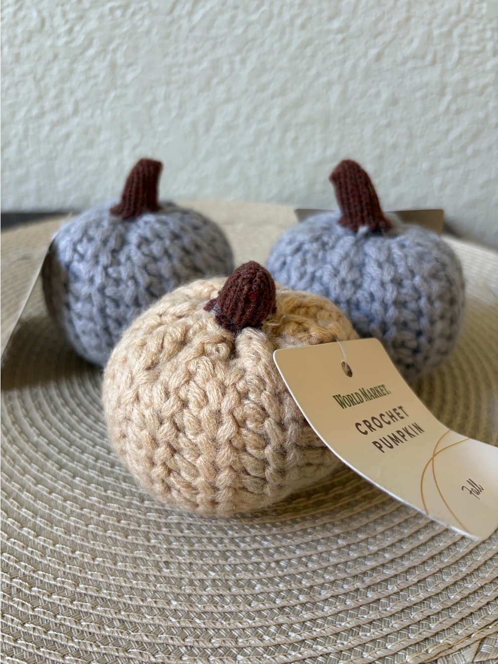 NWT Fall Decor Mini Crochet Pumpkins Set of 3